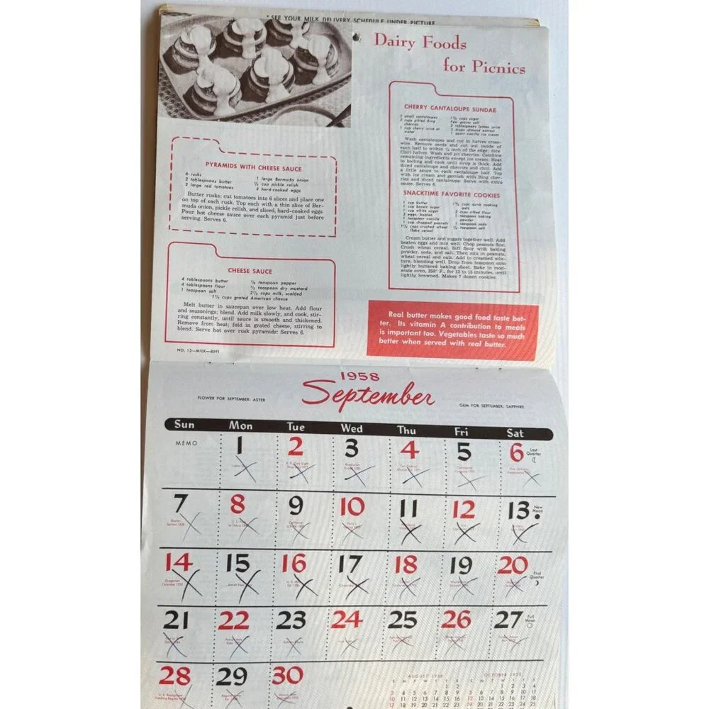 1958 Barton Christmas Holiday Dairy  Wall Calendar Coshocton Ohio Vintage 1950s - Picture 15 of 16